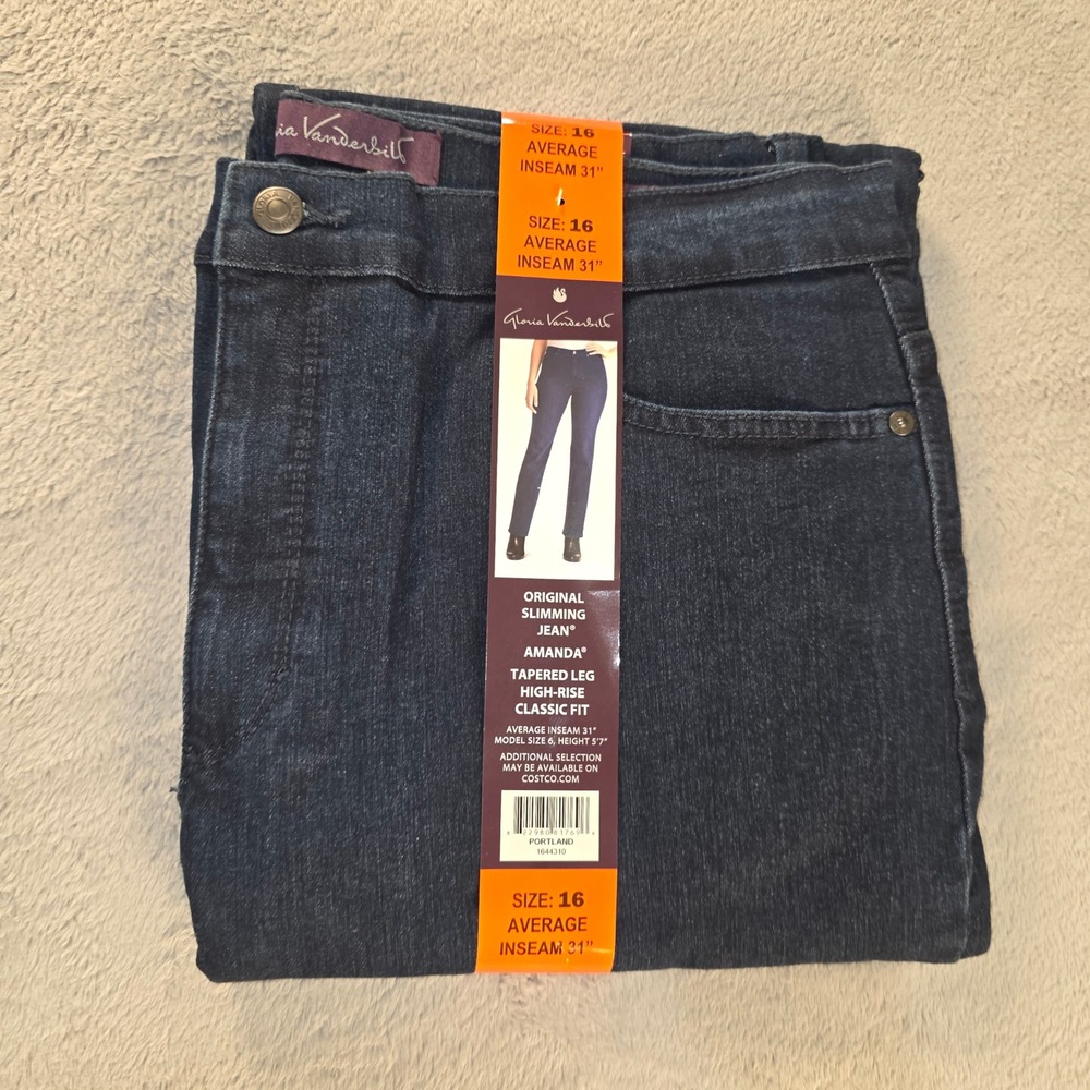 Gloria Vanderbilt Amanda High Rise Tapered Leg Slimming Jeans Portland Size 16